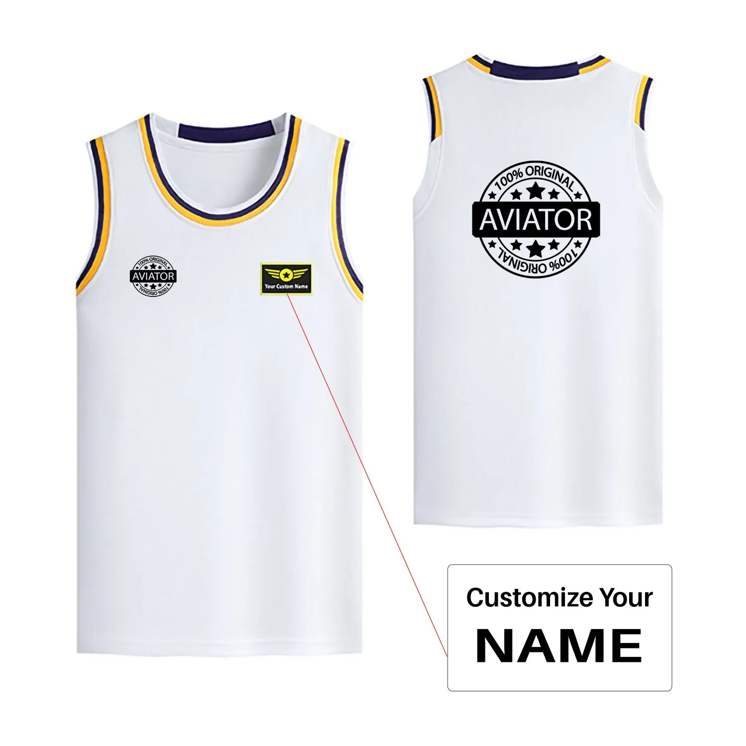 0 Original Aviator Designed Basketball Style Sports Tank Tops