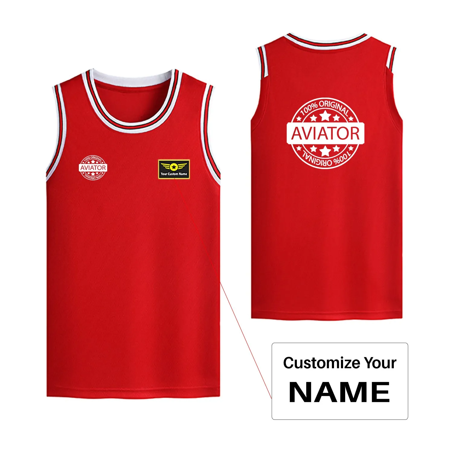 0 Original Aviator Designed Basketball Style Sports Tank Tops
