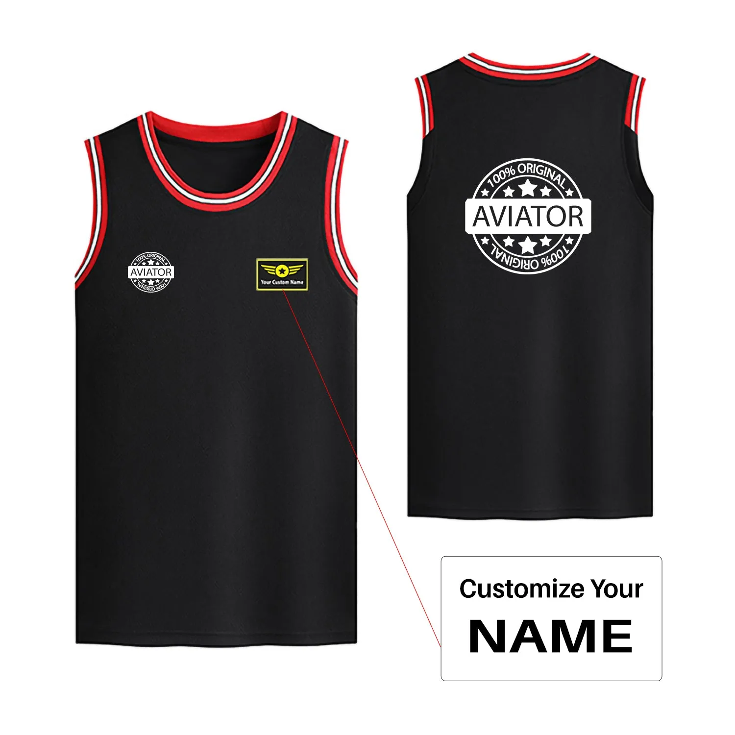0 Original Aviator Designed Basketball Style Sports Tank Tops