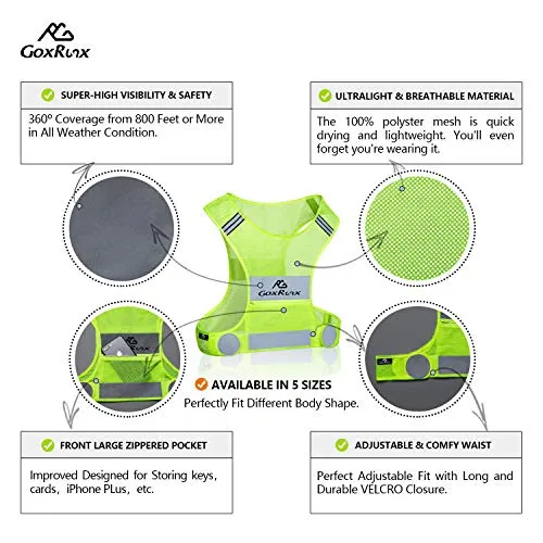 2 Pack Reflective Vest Running Gear, Ultralight & Comfy Cycling Reflective Vests with Large Pocket & Adjustable Waist for Women Men, Night Runner Safety Vest   Hi Vis Armbands & Bag(Medium)