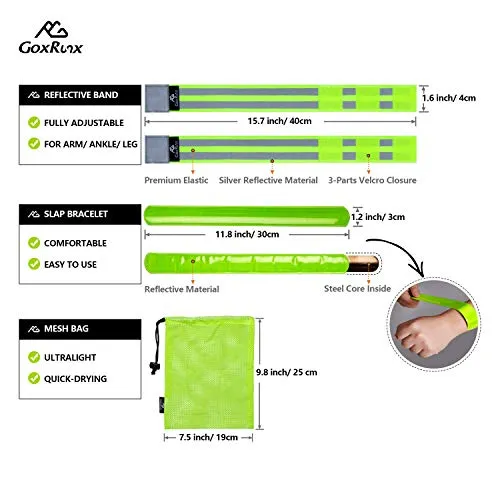 2 Pack Reflective Vest Running Gear, Ultralight & Comfy Cycling Reflective Vests with Large Pocket & Adjustable Waist for Women Men, Night Runner Safety Vest   Hi Vis Armbands & Bag(Medium)