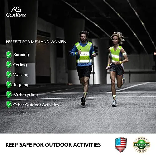 2 Pack Reflective Vest Running Gear, Ultralight & Comfy Cycling Reflective Vests with Large Pocket & Adjustable Waist for Women Men, Night Runner Safety Vest   Hi Vis Armbands & Bag(Medium)