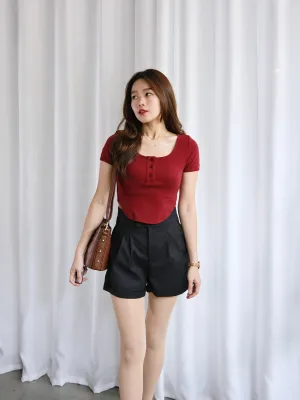 ACEWIN Button Front Round Neck and Hem Cotton T-Shirt (Size S-M) 110313