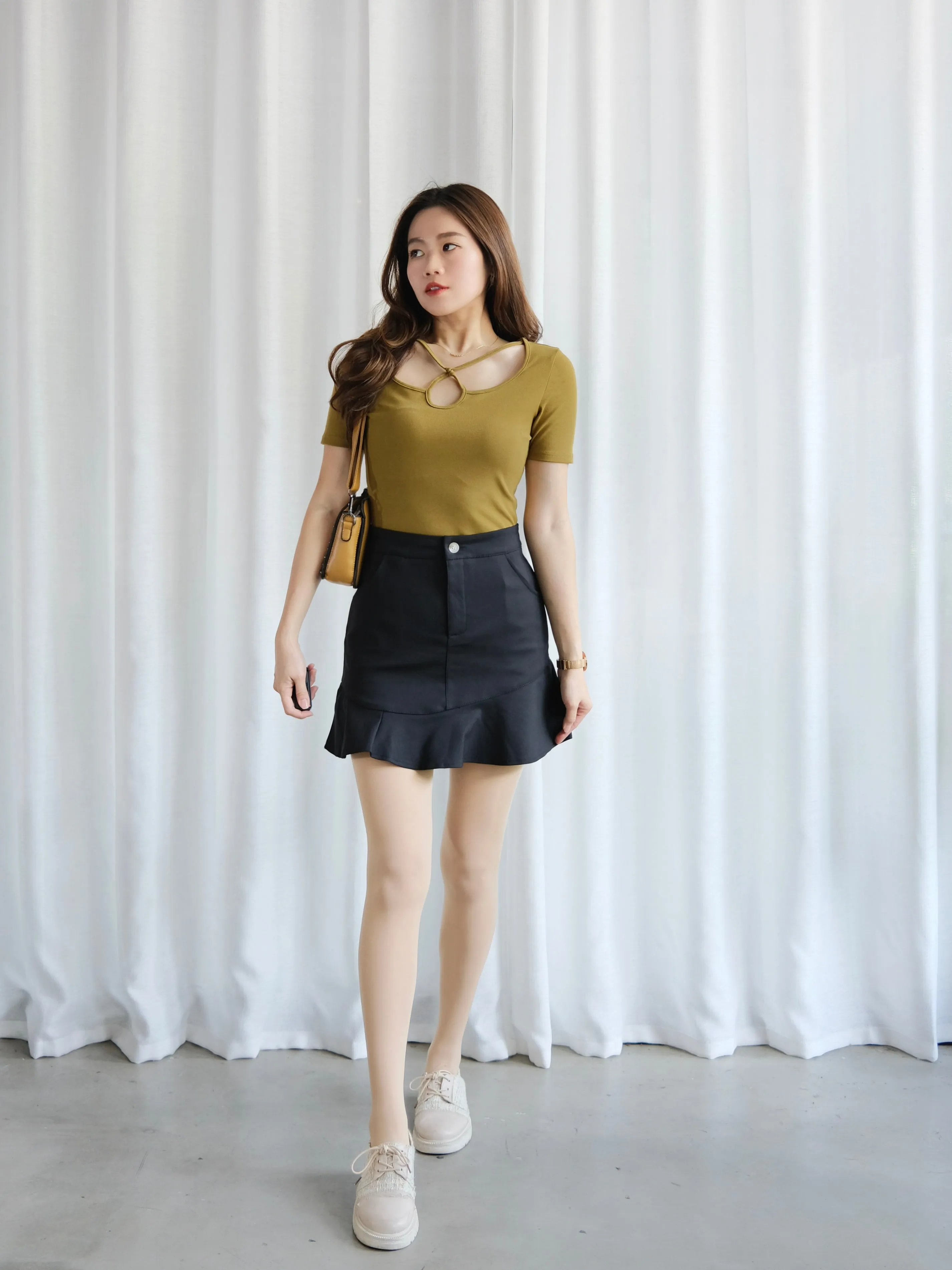 ACEWIN Keyhole Detail Cotton T-Shirt (Size S-L) 110309