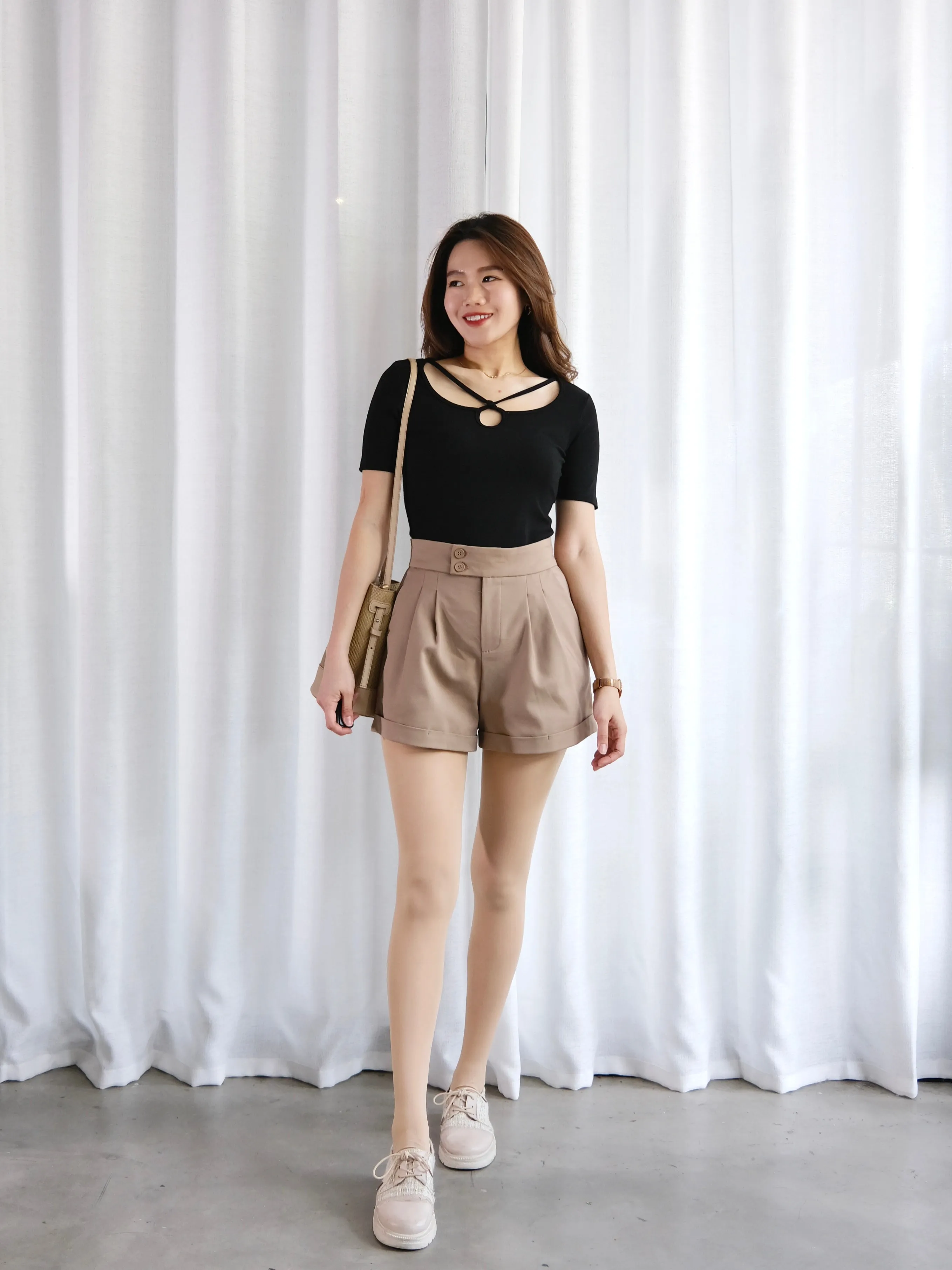 ACEWIN Keyhole Detail Cotton T-Shirt (Size S-L) 110309