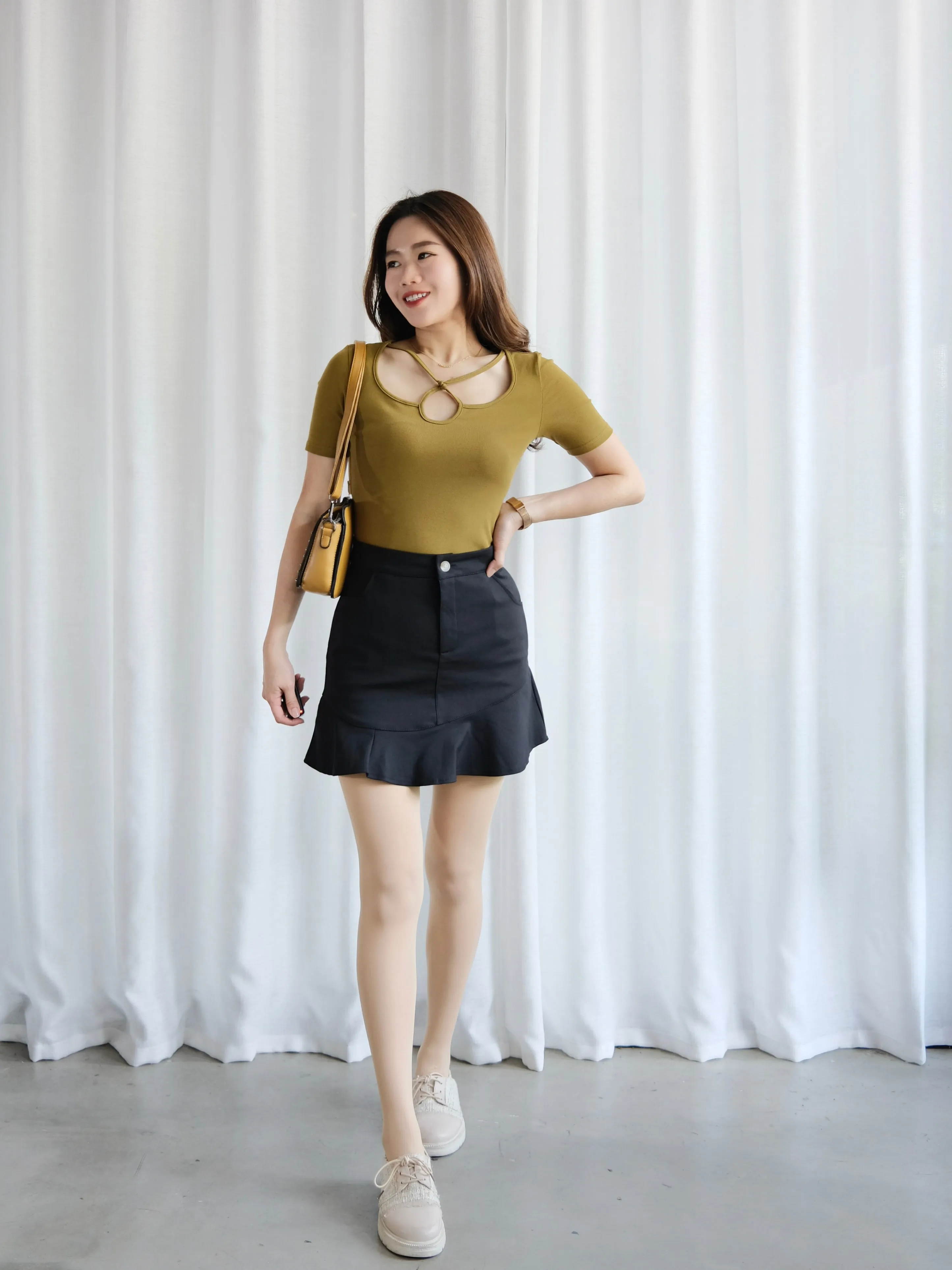 ACEWIN Keyhole Detail Cotton T-Shirt (Size S-L) 110309