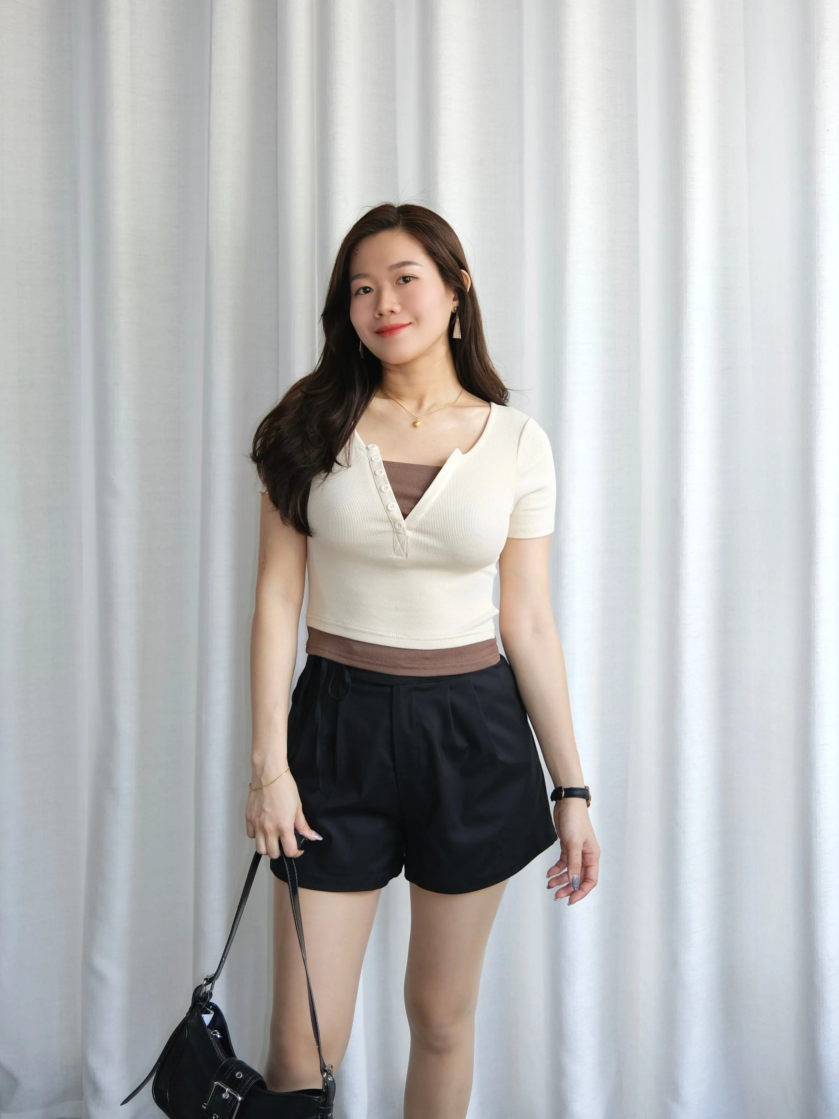 ACEWIN Two Tone Fake Layered Top (Free Size) 110358