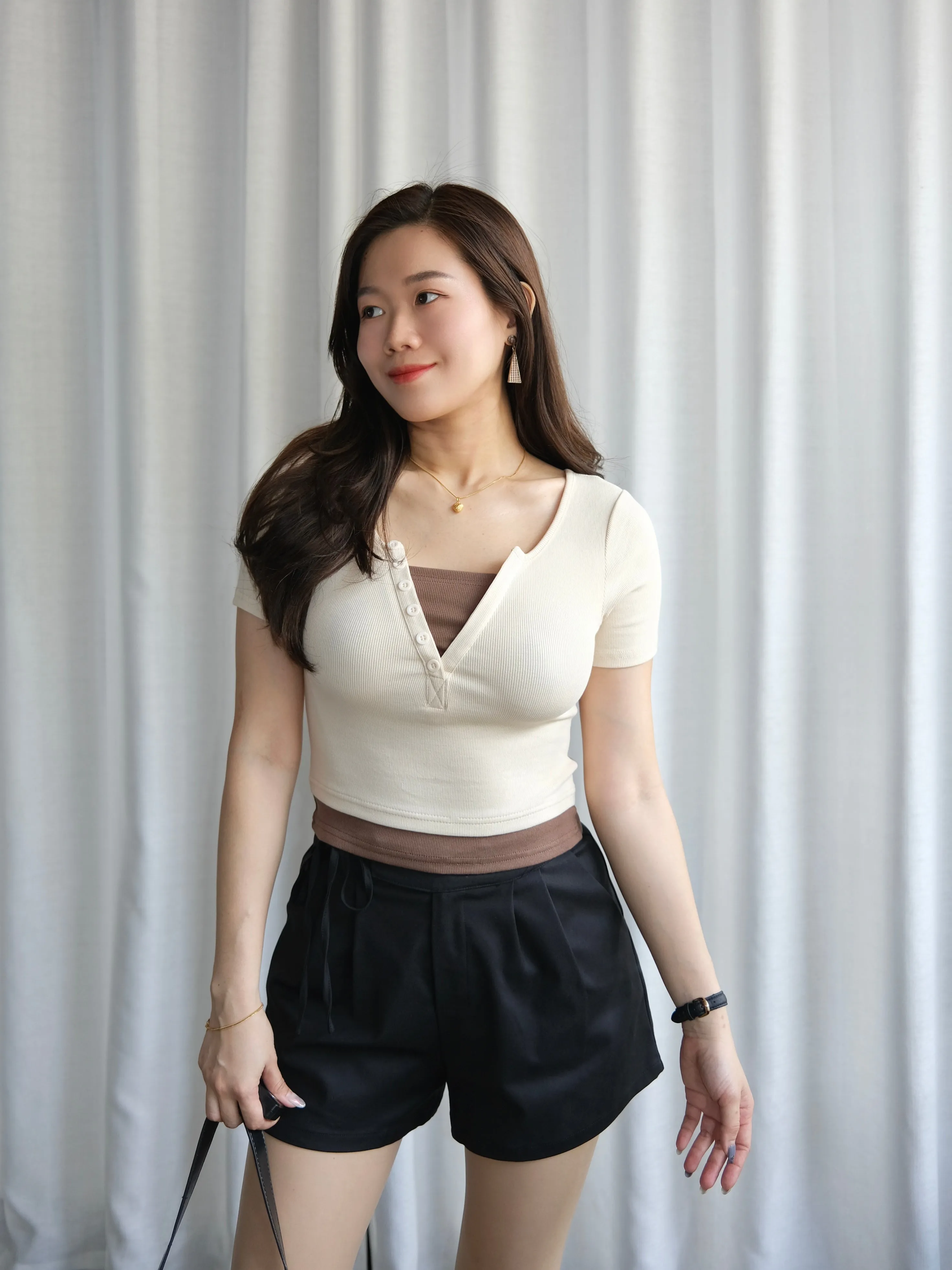 ACEWIN Two Tone Fake Layered Top (Free Size) 110358