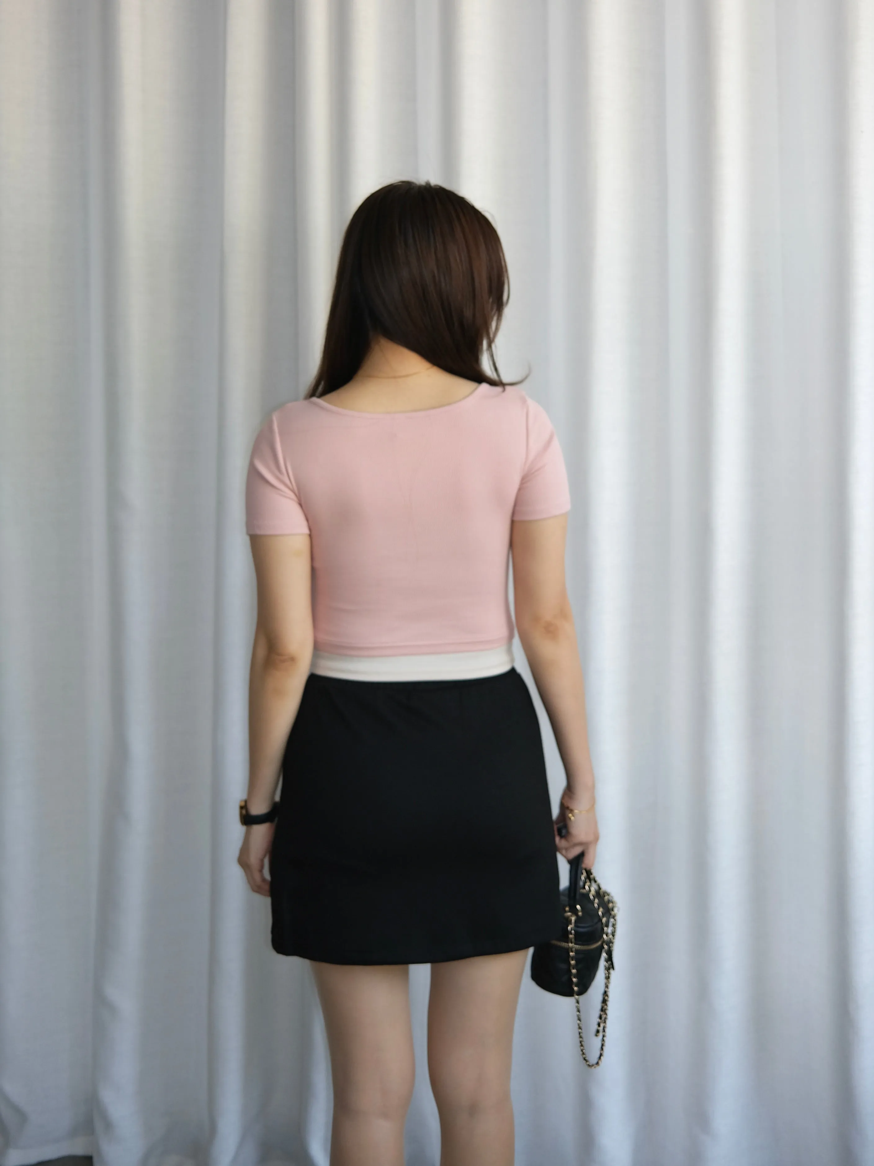ACEWIN Two Tone Fake Layered Top (Free Size) 110358