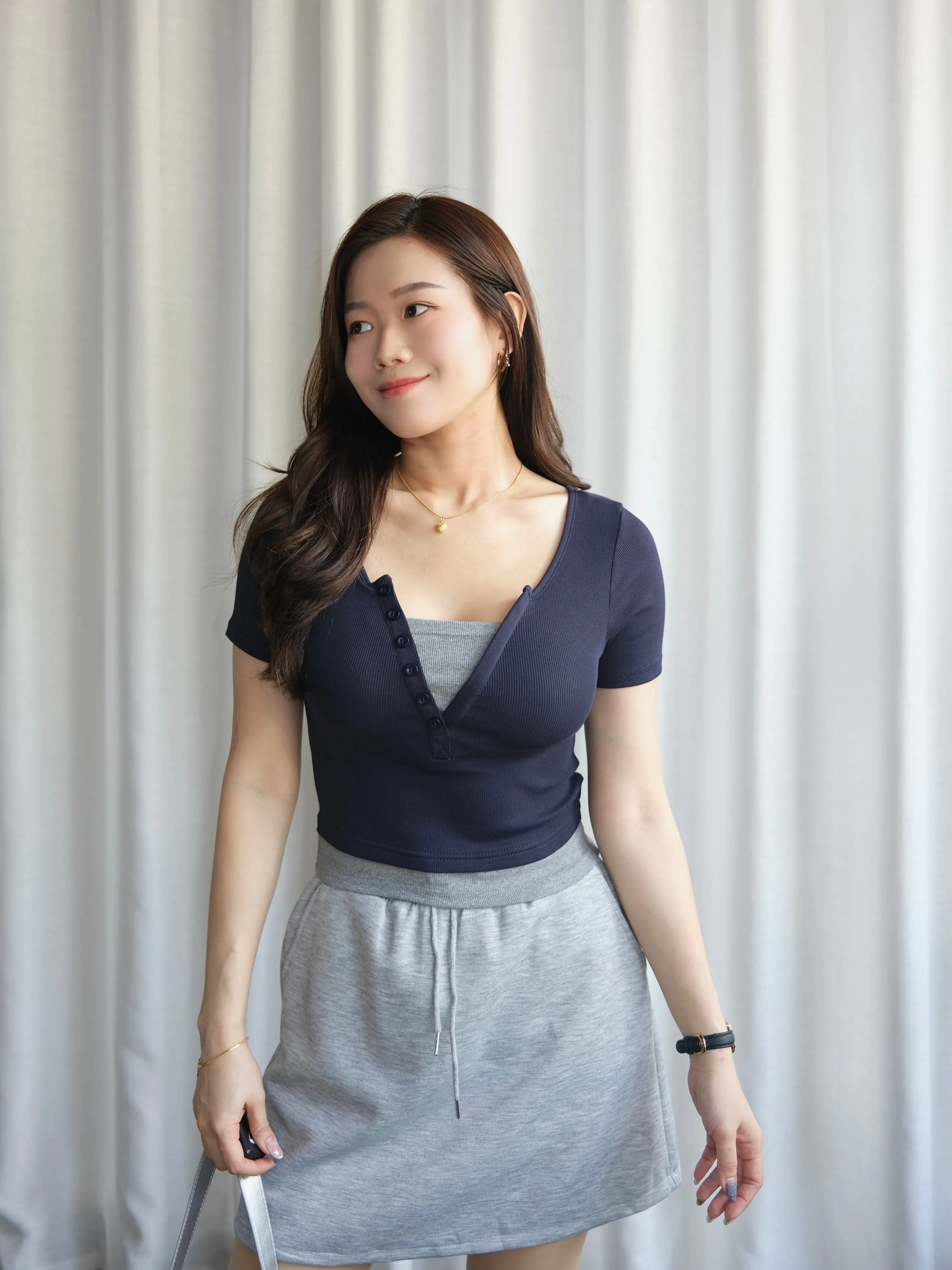 ACEWIN Two Tone Fake Layered Top (Free Size) 110358