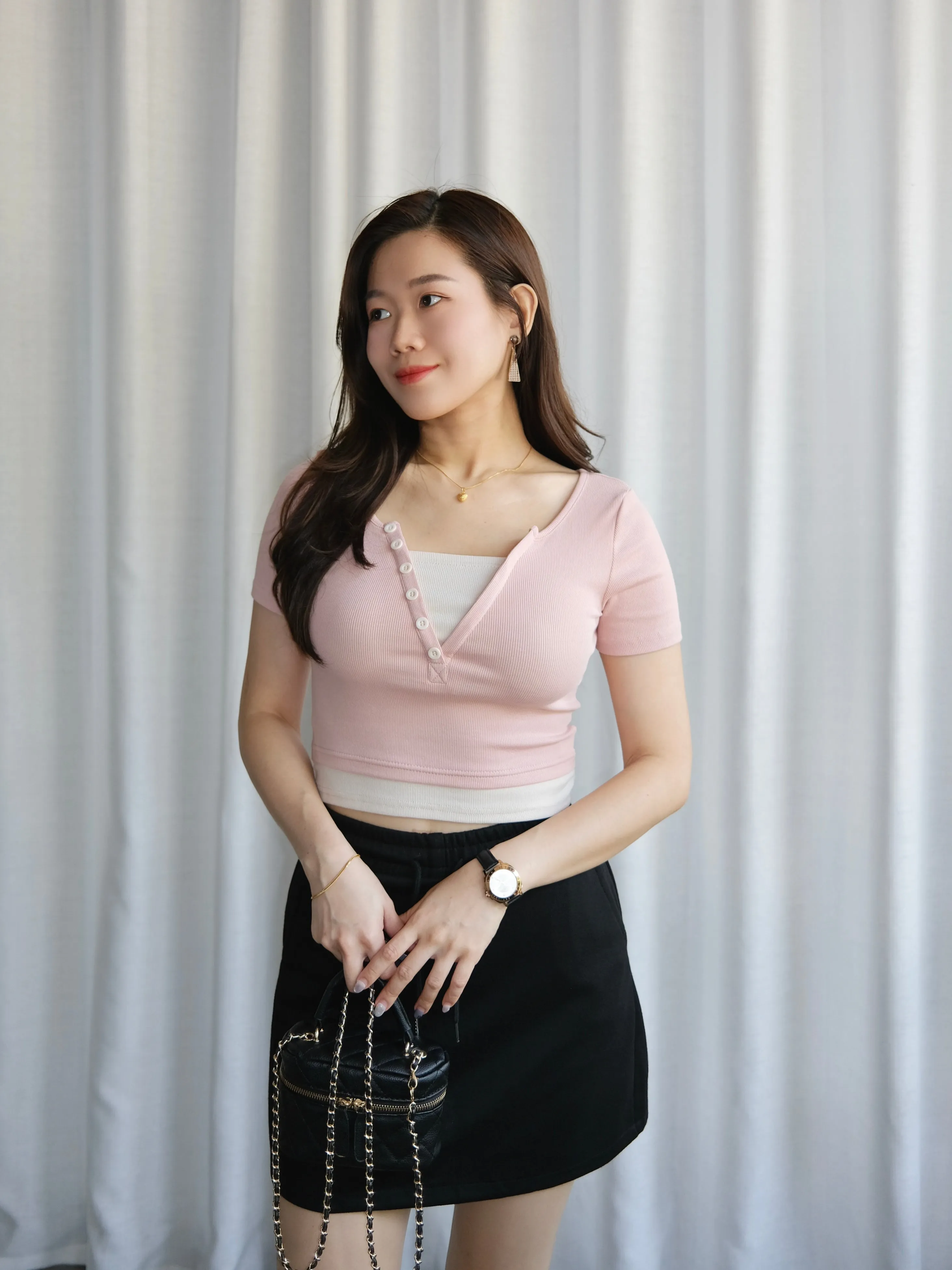 ACEWIN Two Tone Fake Layered Top (Free Size) 110358