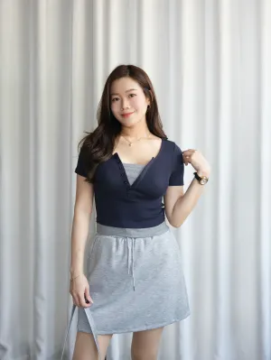 ACEWIN Two Tone Fake Layered Top (Free Size) 110358