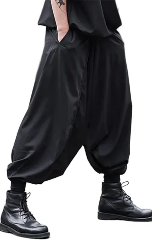 AITFINEISM Men's Casual Skirt Pants Loose Wide Leg Harem Pant Japanese Harajuku Kimono Trousers