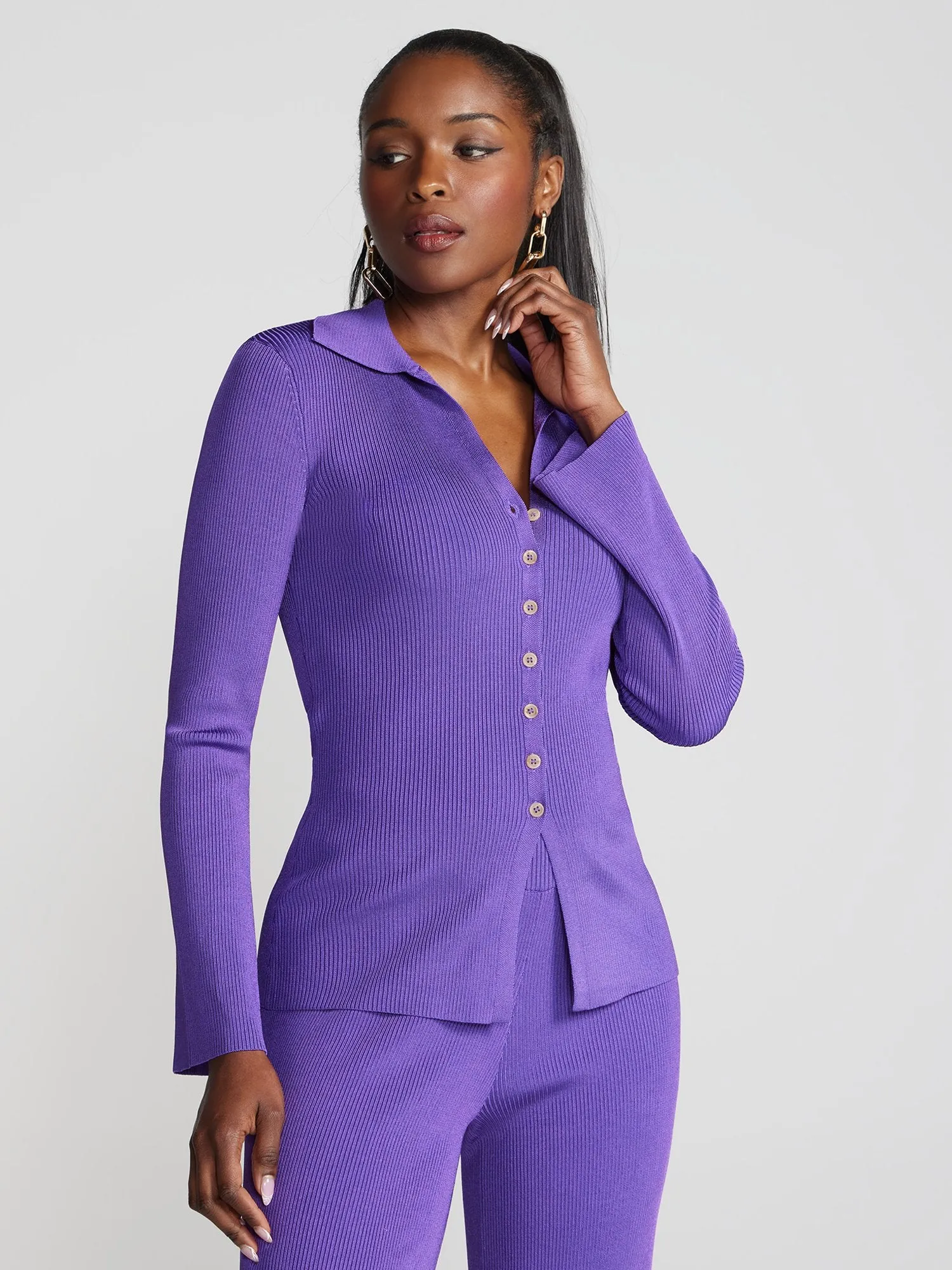 Akhzari Peplum Button-Front Shirt