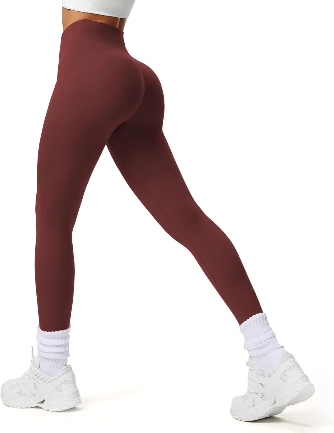 Aoxjox Workout Leggings for Women Vanity V Waist Hight Waist Tummy Control Hidden Scrunch Athletic Gym Yoga Pants 24"/26"/28"