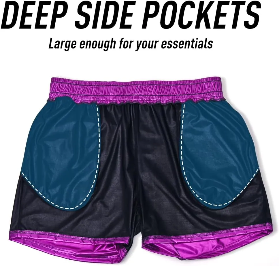 Arjen Kroos Mens Sexy Shorts Metallic Shiny Sparkly Hot Drawstring Short Pants with Pockets