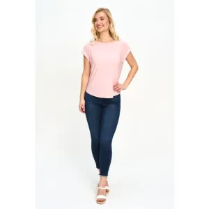 Back Detail Short Sleeve Top in Pink