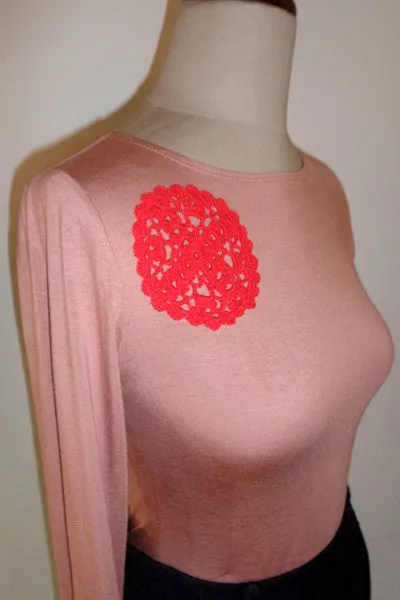 bamboo long sleeve, crochet detail