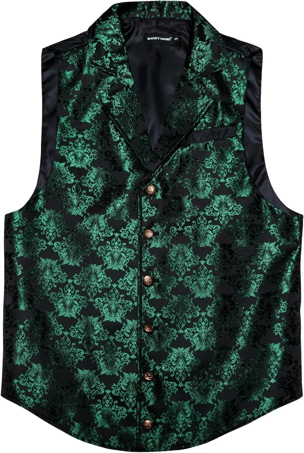 Barry.Wang Mens Victorian Suit Vest Lapel Collar Silk Paisley Steampunk Gothic Waistcoat Formal/Leisure Party
