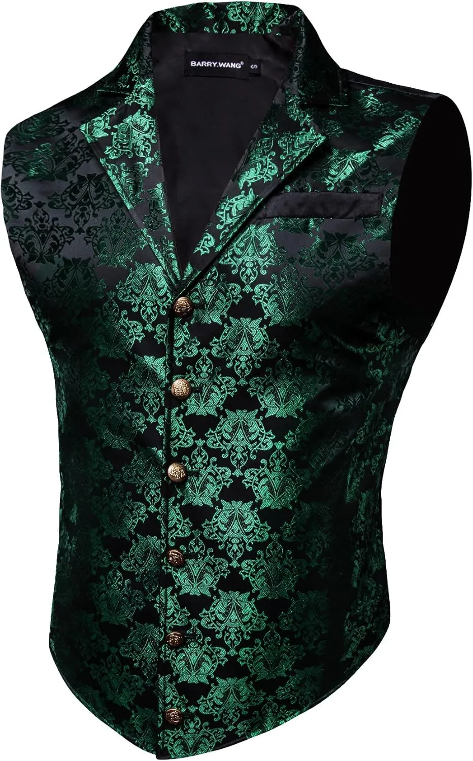 Barry.Wang Mens Victorian Suit Vest Lapel Collar Silk Paisley Steampunk Gothic Waistcoat Formal/Leisure Party