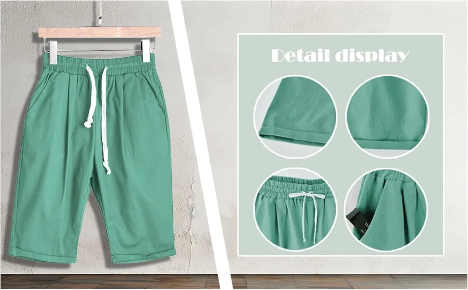Bermuda Shorts for Women Cotton Linen Casual Plus Size Elastic High Waisted Loose Drawstring Summer 2025 Beach Pants