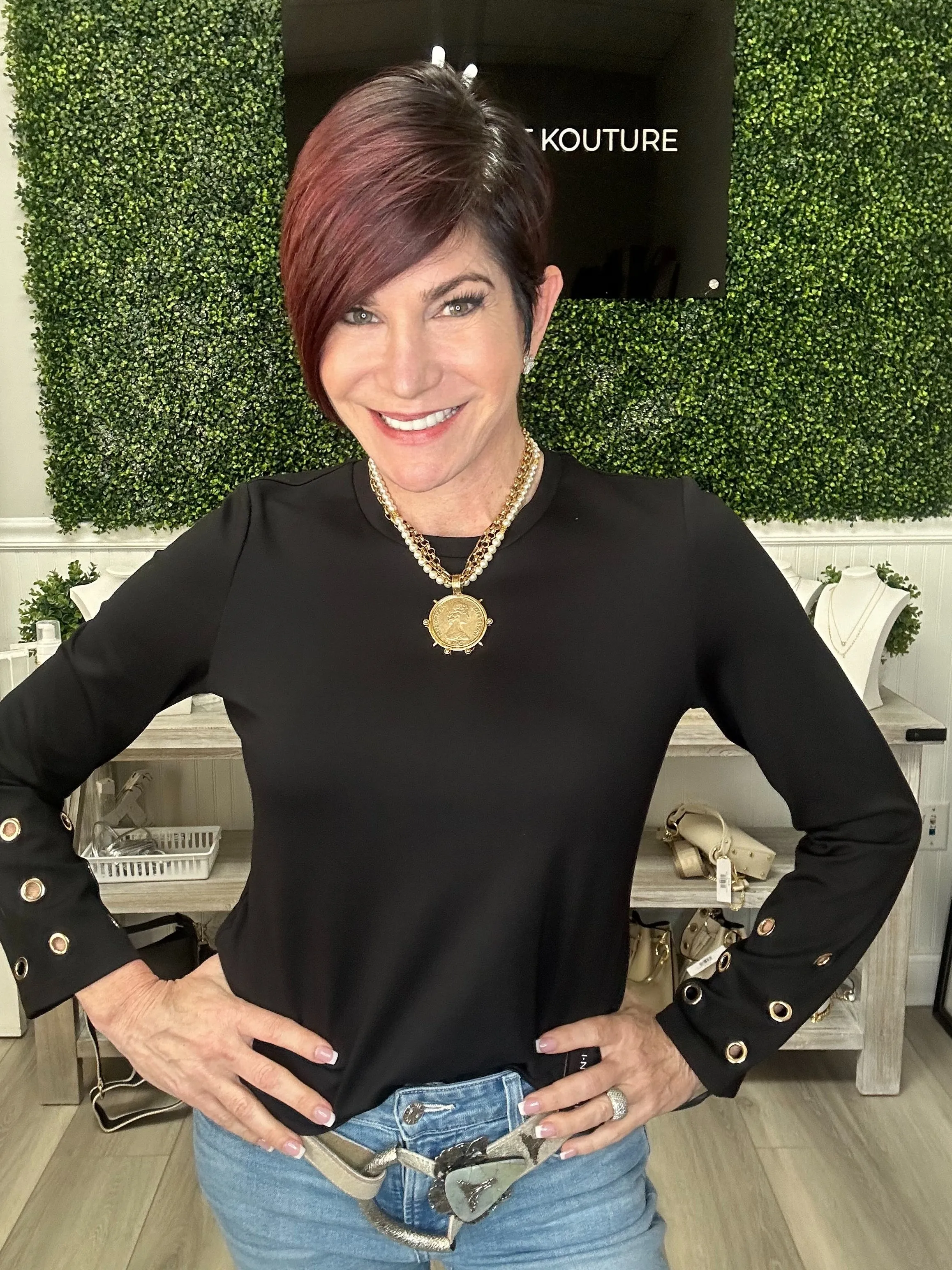 Black Top With Grommet Detail
