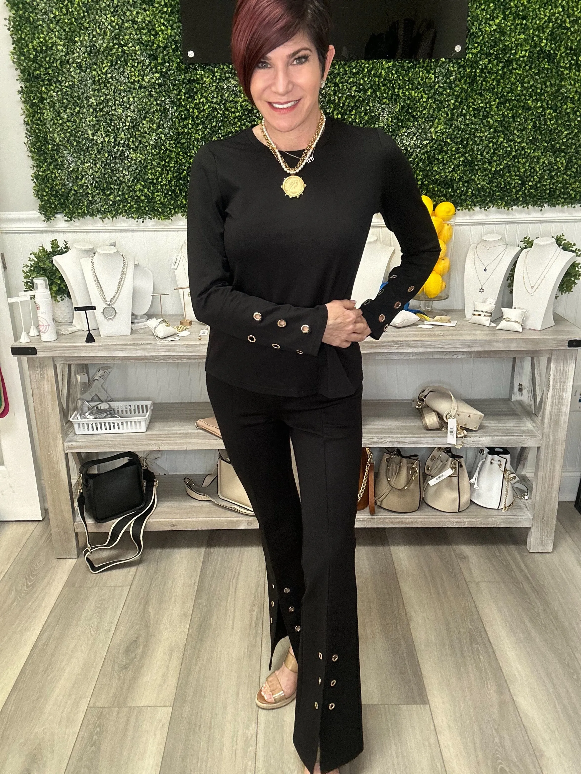 Black Top With Grommet Detail
