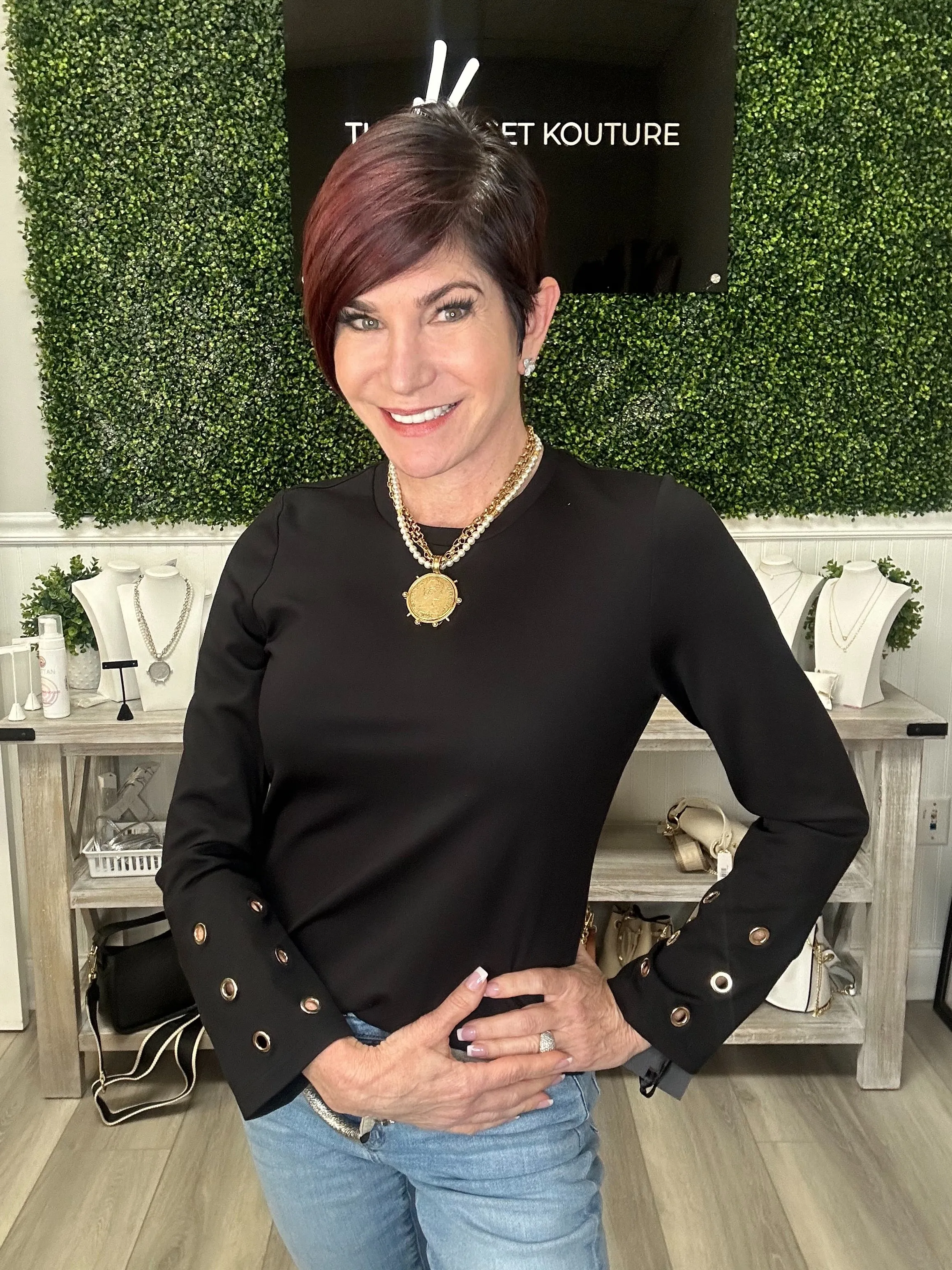 Black Top With Grommet Detail