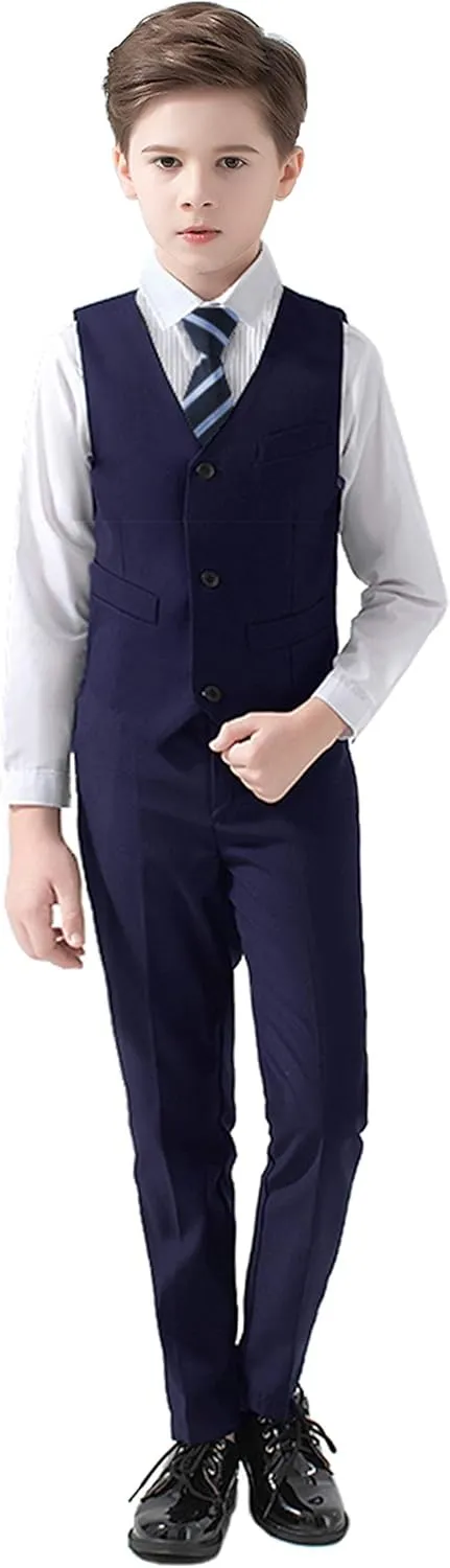 Boys Suits 5 Piece Slim Fit Suit for Kids Formal Ring Bearer Suits