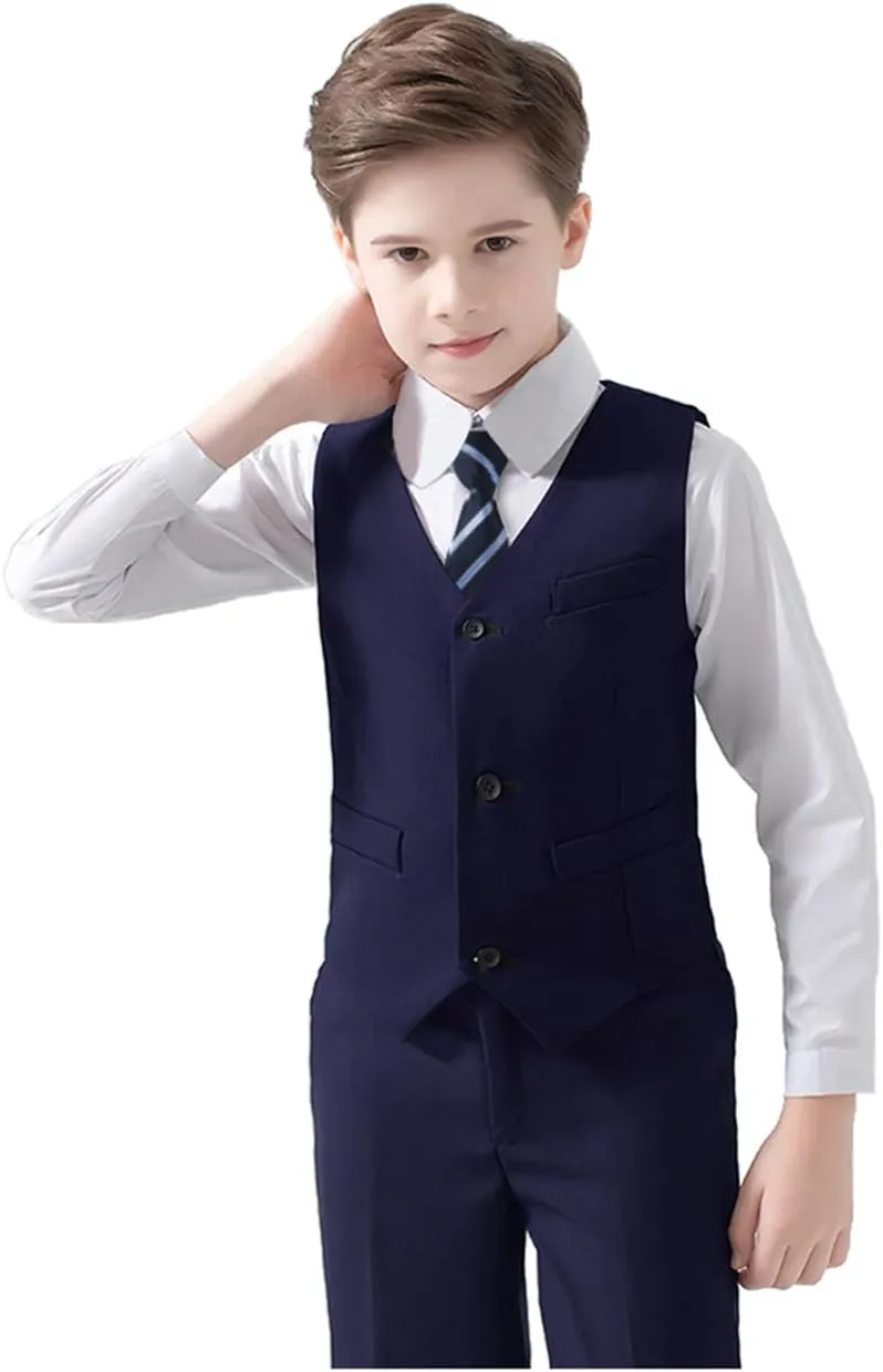 Boys Suits 5 Piece Slim Fit Suit for Kids Formal Ring Bearer Suits