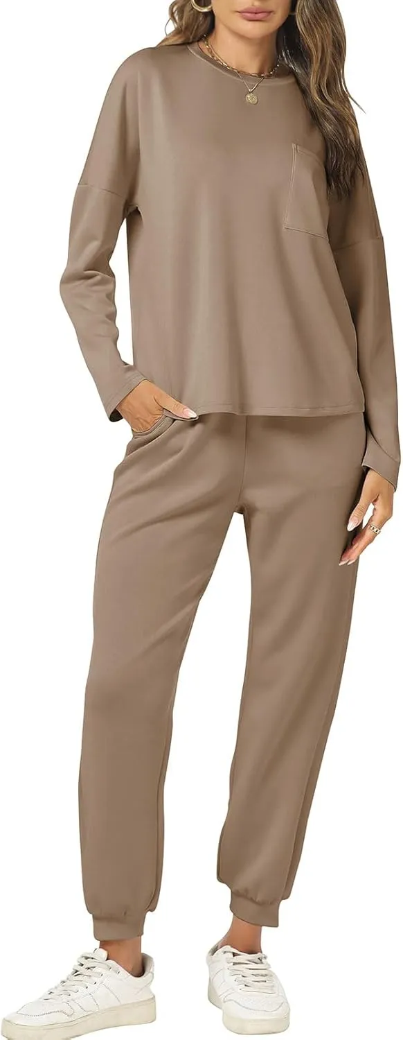 Cakulo Womens 2 Piece Lounge Sets 2024 Fall Outfits Jogger Sweat Pants Set Sweatsuits Matching Track Suits
