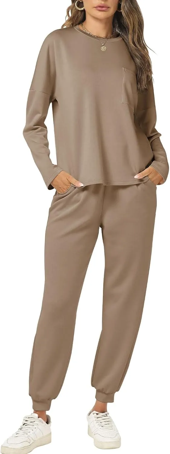 Cakulo Womens 2 Piece Lounge Sets 2024 Fall Outfits Jogger Sweat Pants Set Sweatsuits Matching Track Suits