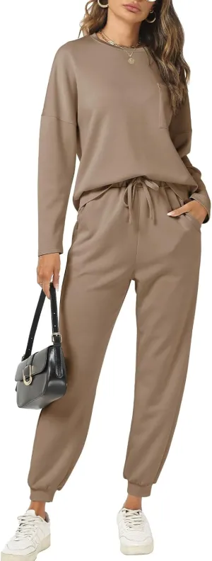 Cakulo Womens 2 Piece Lounge Sets 2024 Fall Outfits Jogger Sweat Pants Set Sweatsuits Matching Track Suits