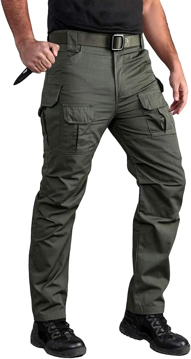 CARWORNIC Gear Men's Tactical Cargo Pants Waterpoof Lightweight Rip Stop EDC Military Combat Trousers