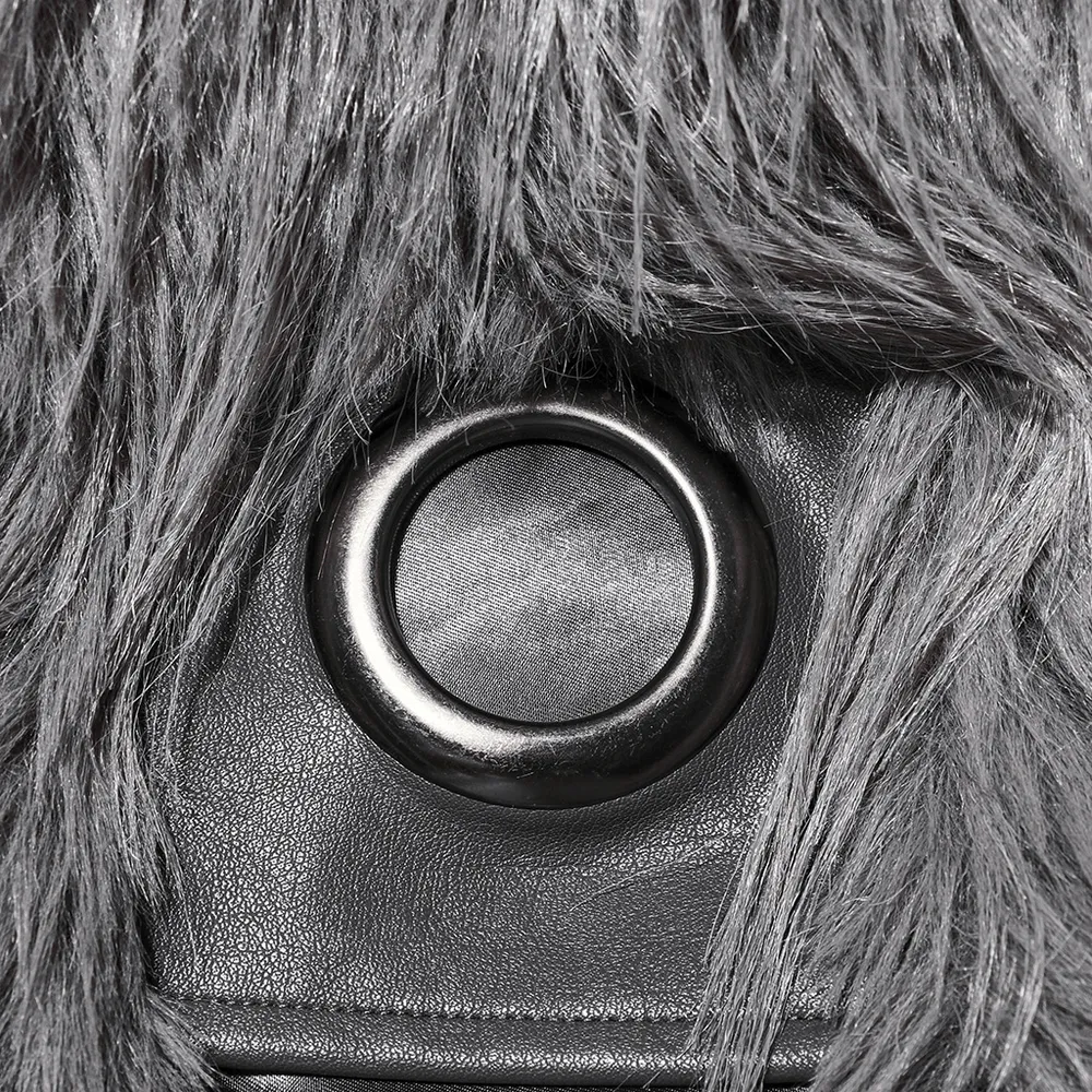 Chic Staggered Faux Fur Coat with Leather Detailing