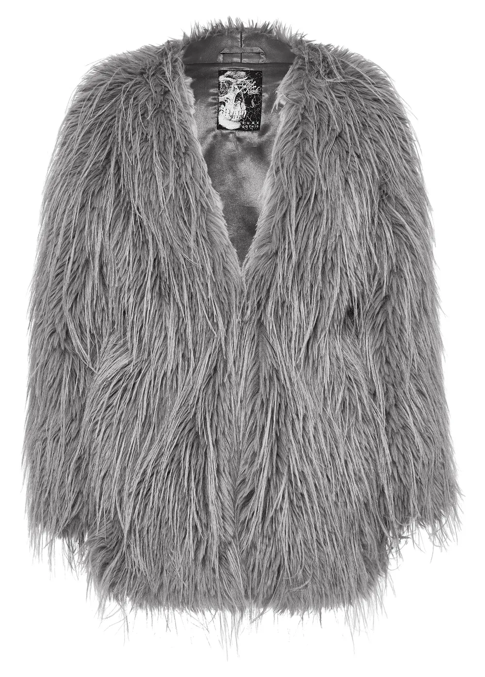 Chic Staggered Faux Fur Coat with Leather Detailing