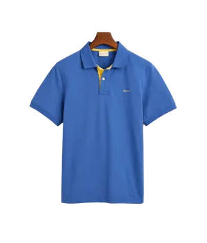 Contrast Piqué Polo Shirt - Blue