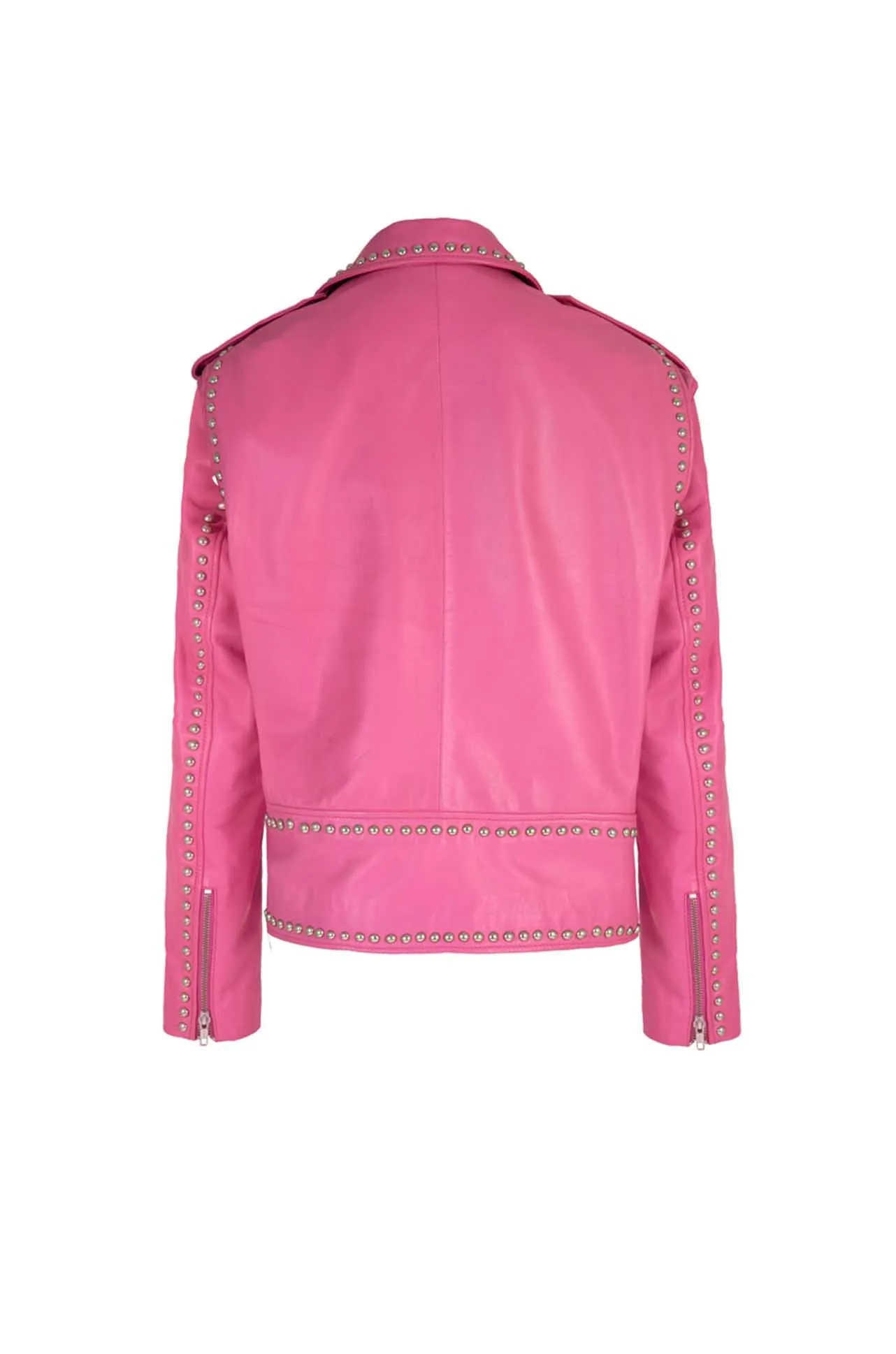 Cooper - Hide & Seek Star Studded Leather Jacket in Pink
