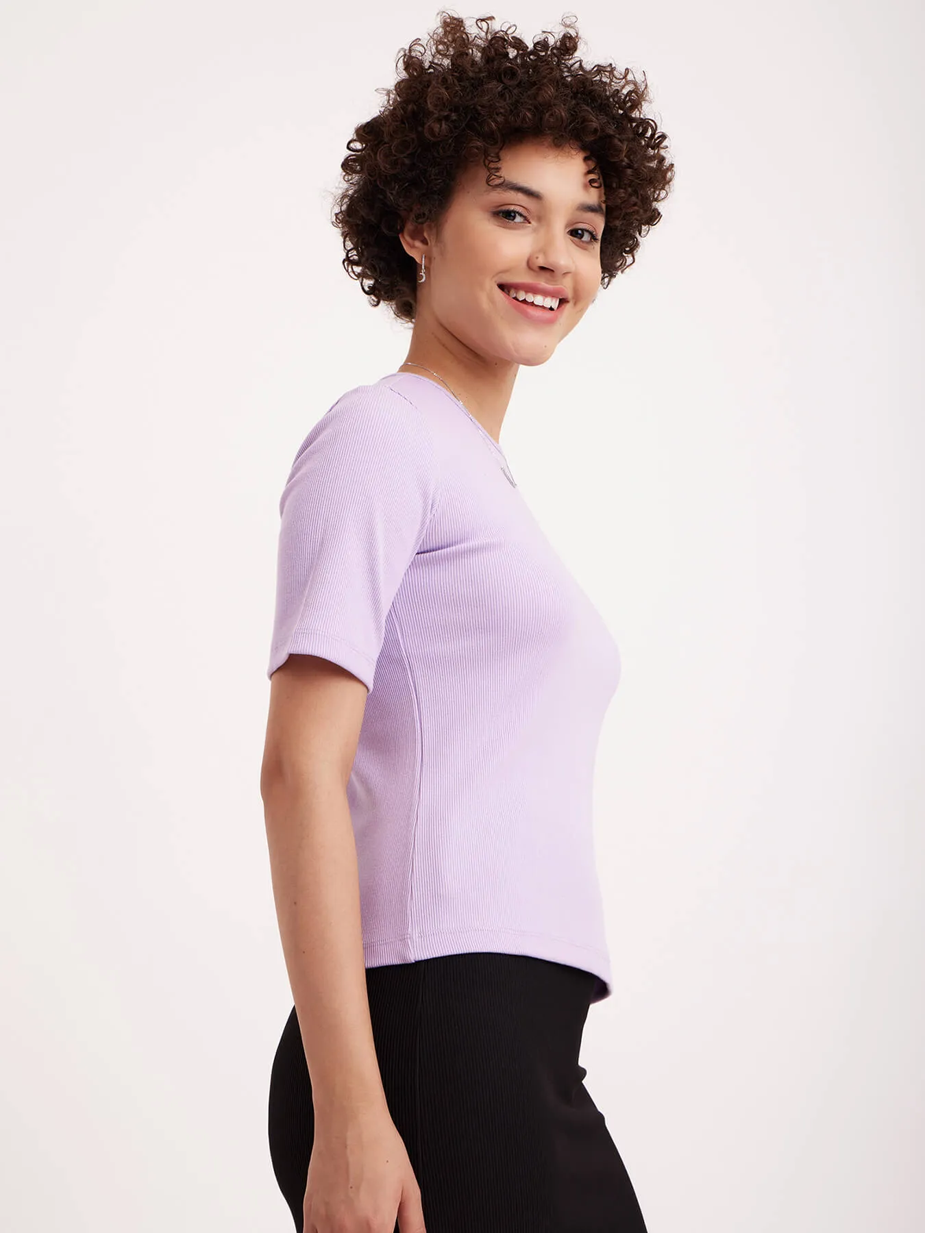 Cotton Rib Tee - Lilac
