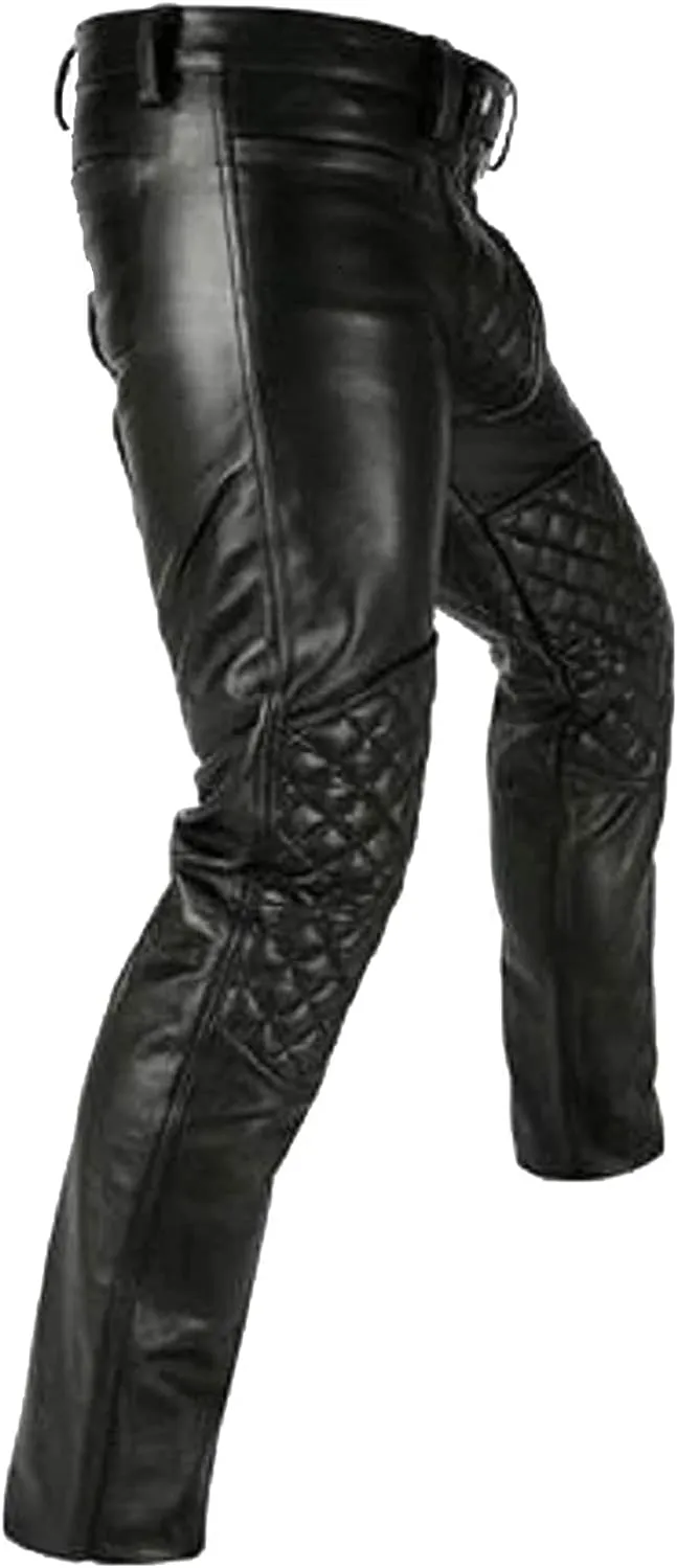 Cowboy Western Traditional Native American Leather Pants for Men Casual Classic Breeches Fashion Pant
