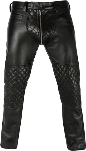 Cowboy Western Traditional Native American Leather Pants for Men Casual Classic Breeches Fashion Pant