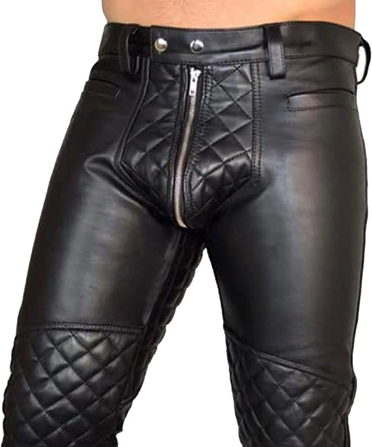 Cowboy Western Traditional Native American Leather Pants for Men Casual Classic Breeches Fashion Pant