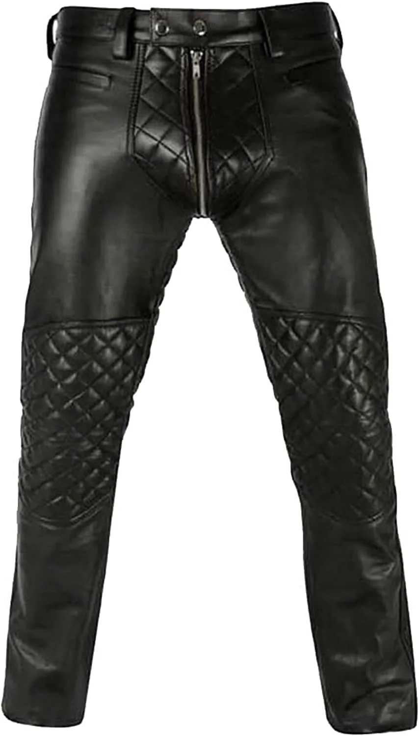 Cowboy Western Traditional Native American Leather Pants for Men Casual Classic Breeches Fashion Pant