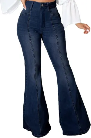 CuteCherry Bell Bottom Jeans for Women Ripped Skinny Bell Bottom Raw Hem Denim Pants