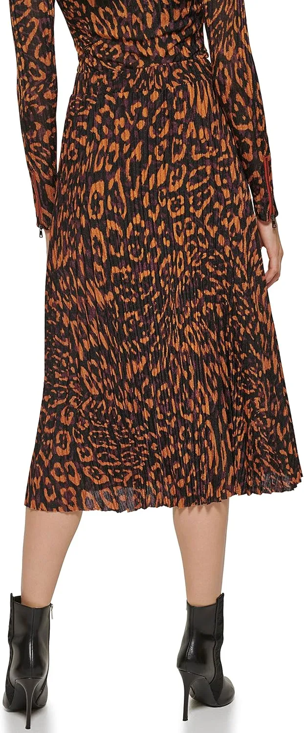 DKNY Women's Pull on Pleated and Printed Skirt