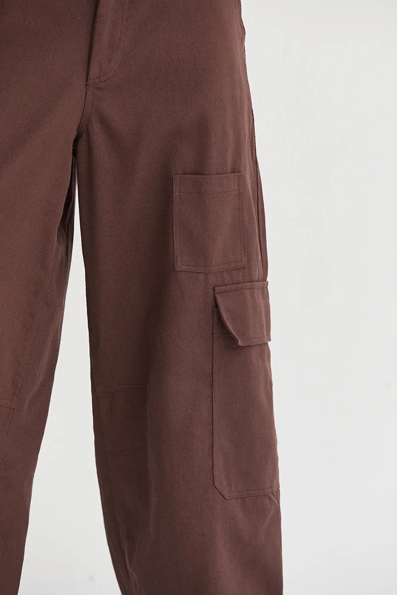 DZ24E575-ELASTIC WAIST WIDE-LEG CARGO PANTS