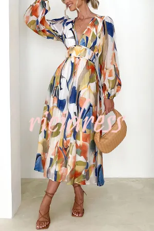 Eclipse Season Printed Long Sleeve Flowy Maxi Dress