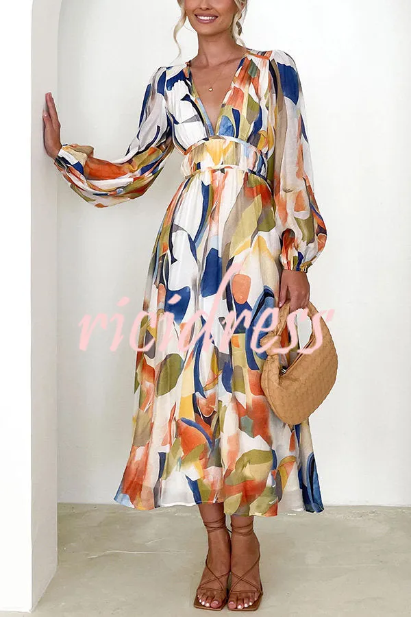 Eclipse Season Printed Long Sleeve Flowy Maxi Dress