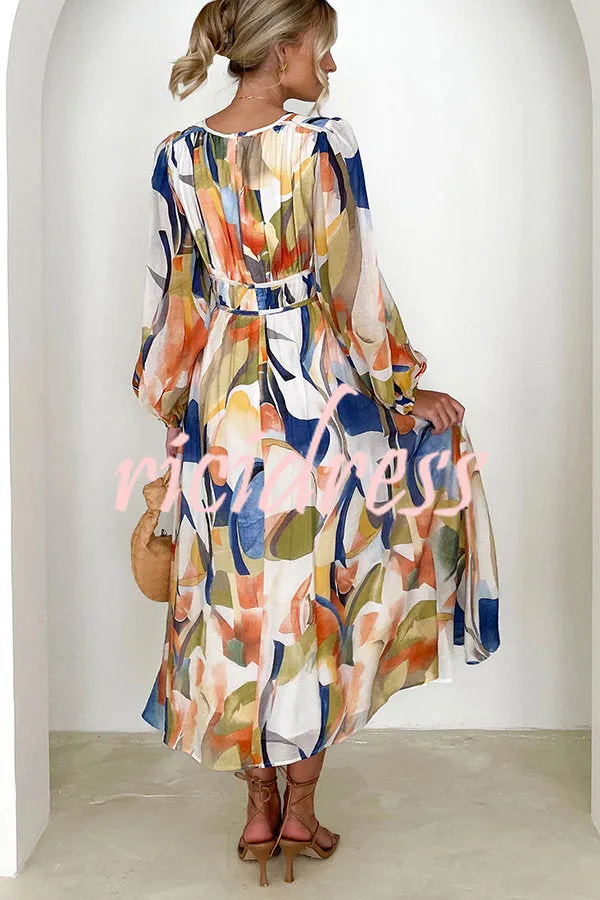 Eclipse Season Printed Long Sleeve Flowy Maxi Dress