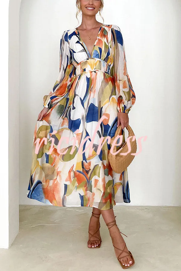 Eclipse Season Printed Long Sleeve Flowy Maxi Dress